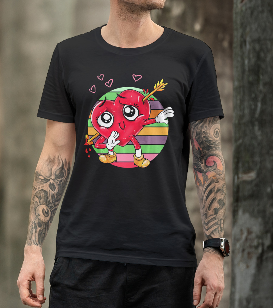 Heart Dabbing Valentines Love Arrow T-Shirt