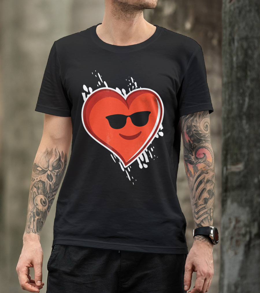 Heart Emoji Cool Shades Valentines T-Shirt