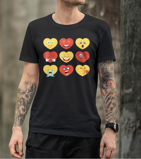 Valentines Day Heart Emoji Faces Collection T-Shirt