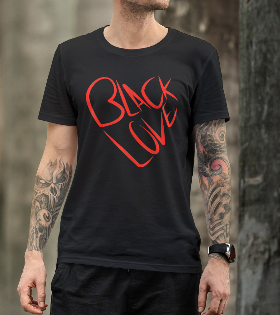 Black Love Heart Shaped Valentine’s Day T-Shirt