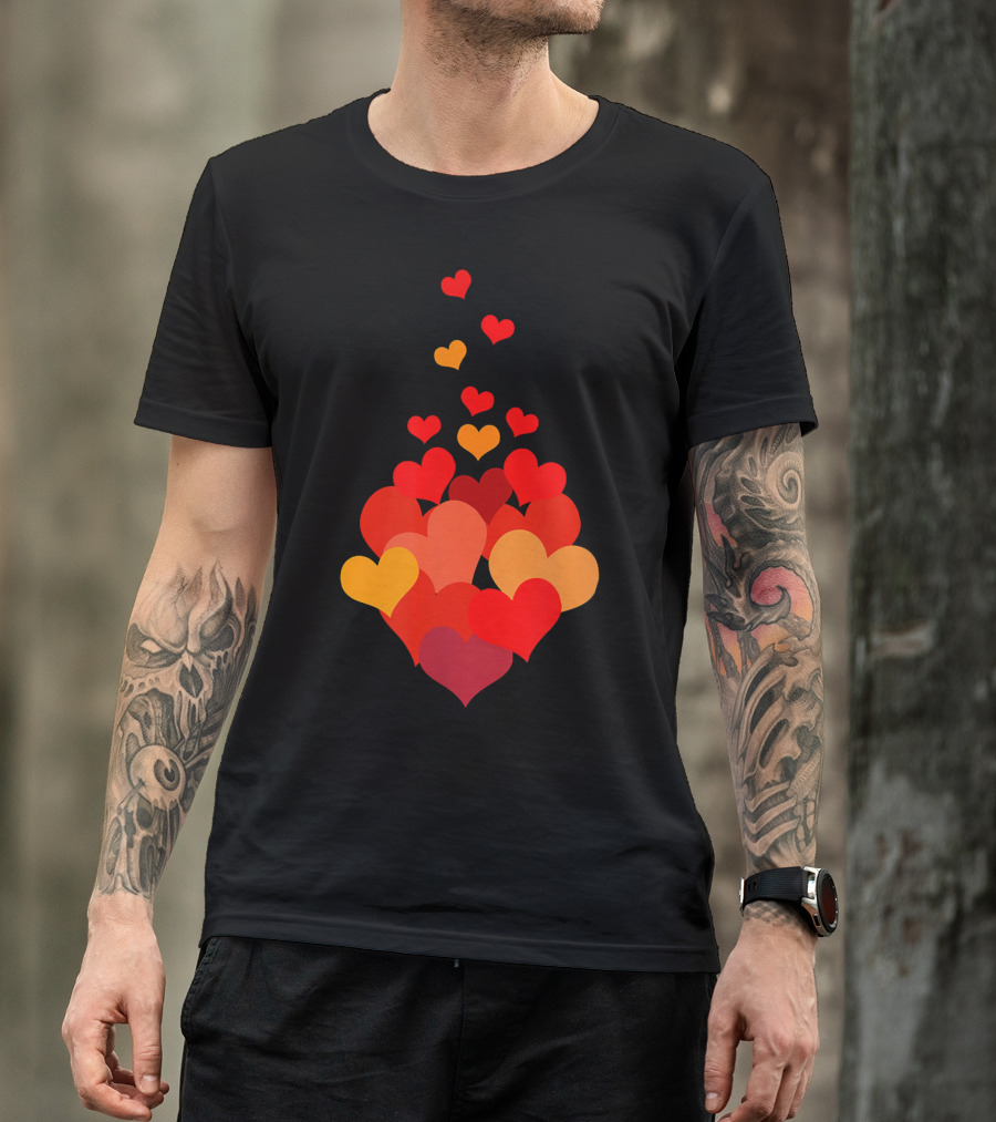Heart Tie Red Orange Valentines Day T-Shirt