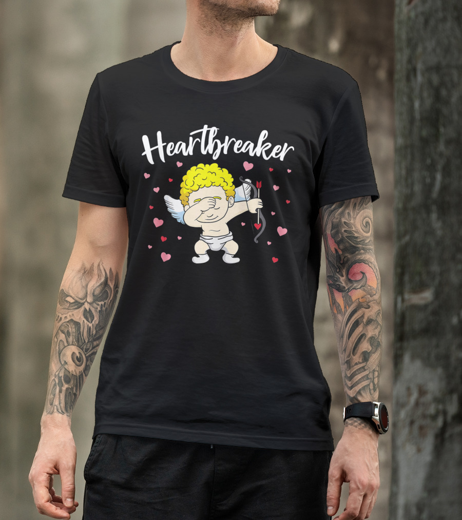 Heartbreaker Cupid Dab With Hearts And Bow T-Shirt