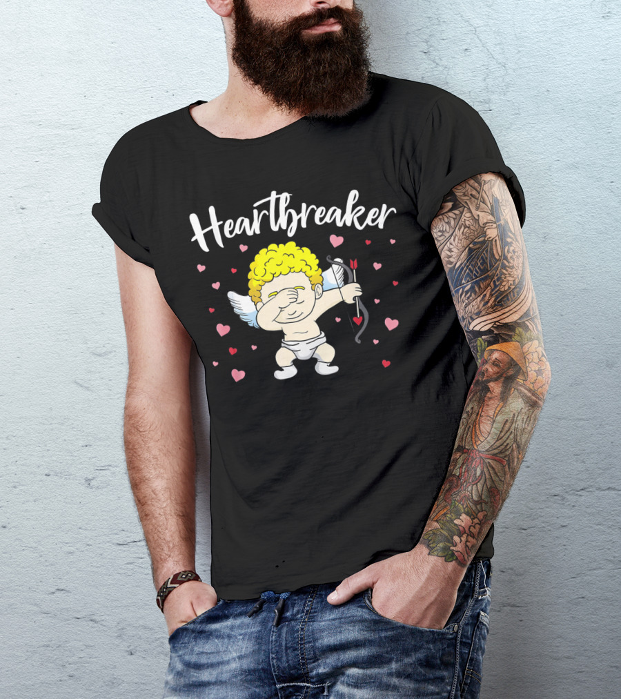 Heartbreaker Cupid Dab With Hearts And Bow T-Shirt