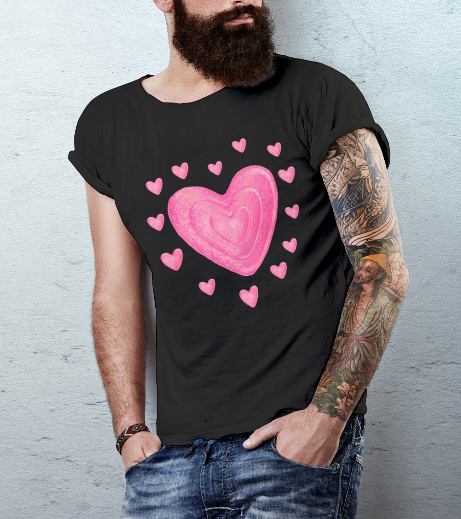 Hearts Valentines Kids School Pink Heart T-Shirt
