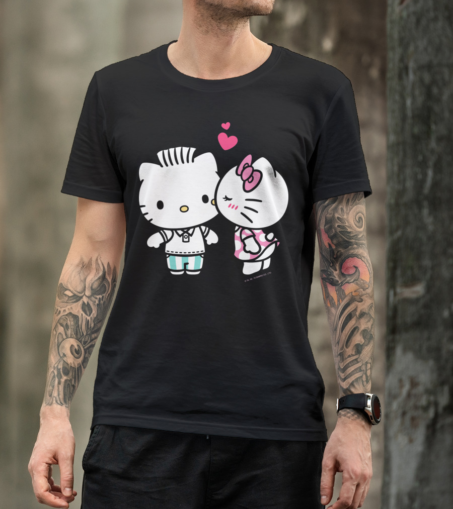 Hello Kitty And Dear Daniel With Hearts And Kiss For Valentine's Day T-Shirt