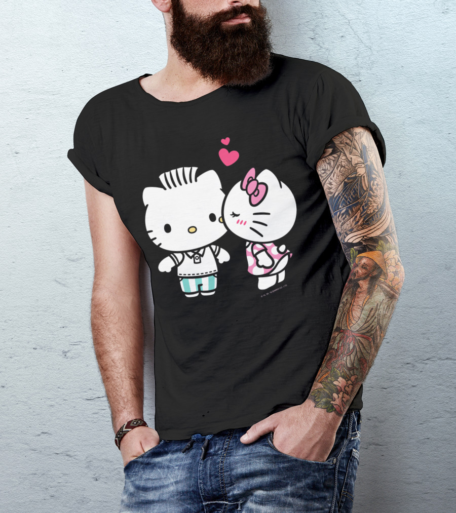 Hello Kitty And Dear Daniel With Hearts And Kiss For Valentine's Day T-Shirt