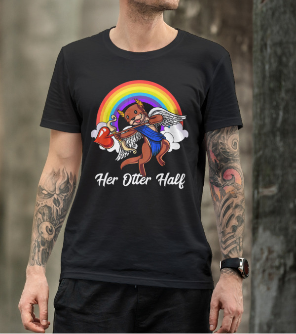 Her Otter Half Cupid Rainbow Valentine's Match T-Shirt