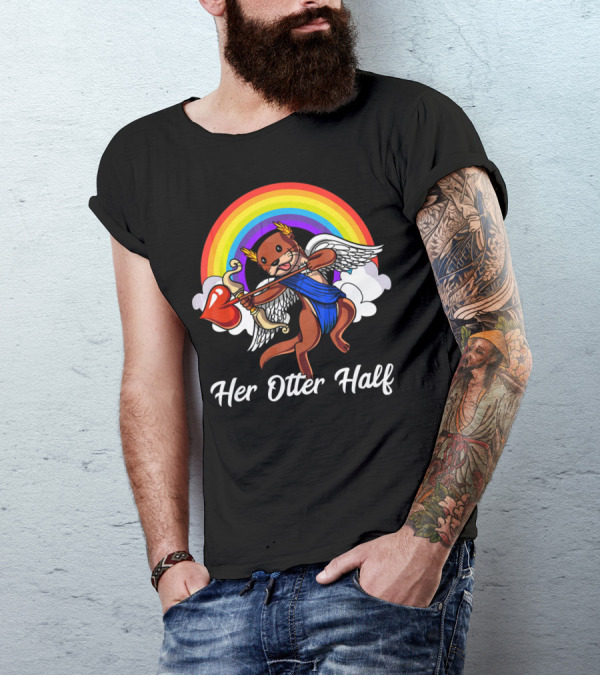 Her Otter Half Cupid Rainbow Valentine's Match T-Shirt