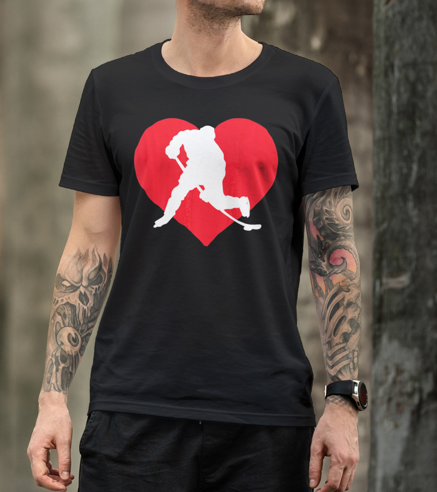 Valentine's Day Hockey Lover Heart T-Shirt