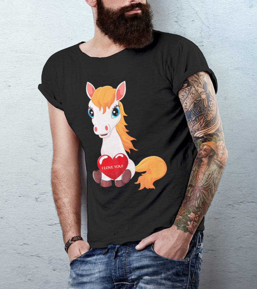 Horse With Heart Saying I Love You Valentine T-Shirt