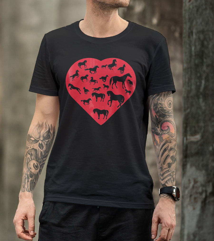 Valentine Day Heart With Horse T-Shirt