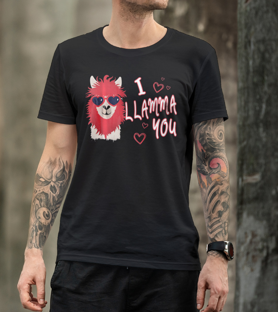 I Llamma You Heart Sunglasses Red Llama T-Shirt