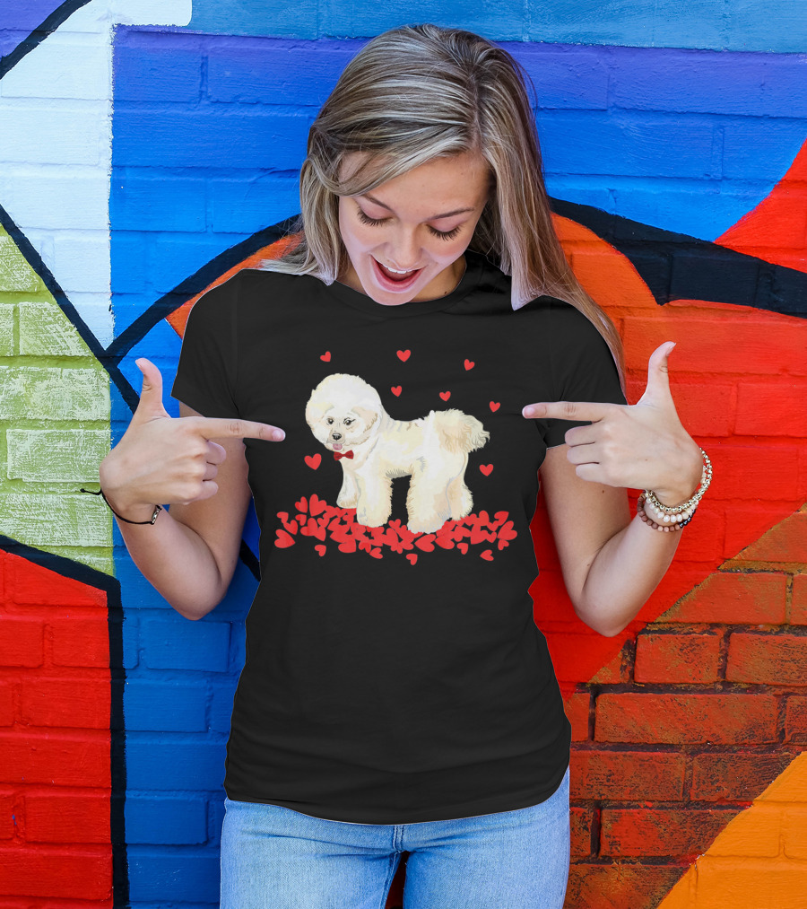 I Love My Bichon Frise Surrounded By Red Hearts Valentine's Day T-Shirt