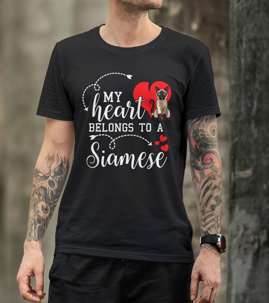 My Heart Belongs To A Siamese Cat Lover Mom With Cute Funny T-Shirt