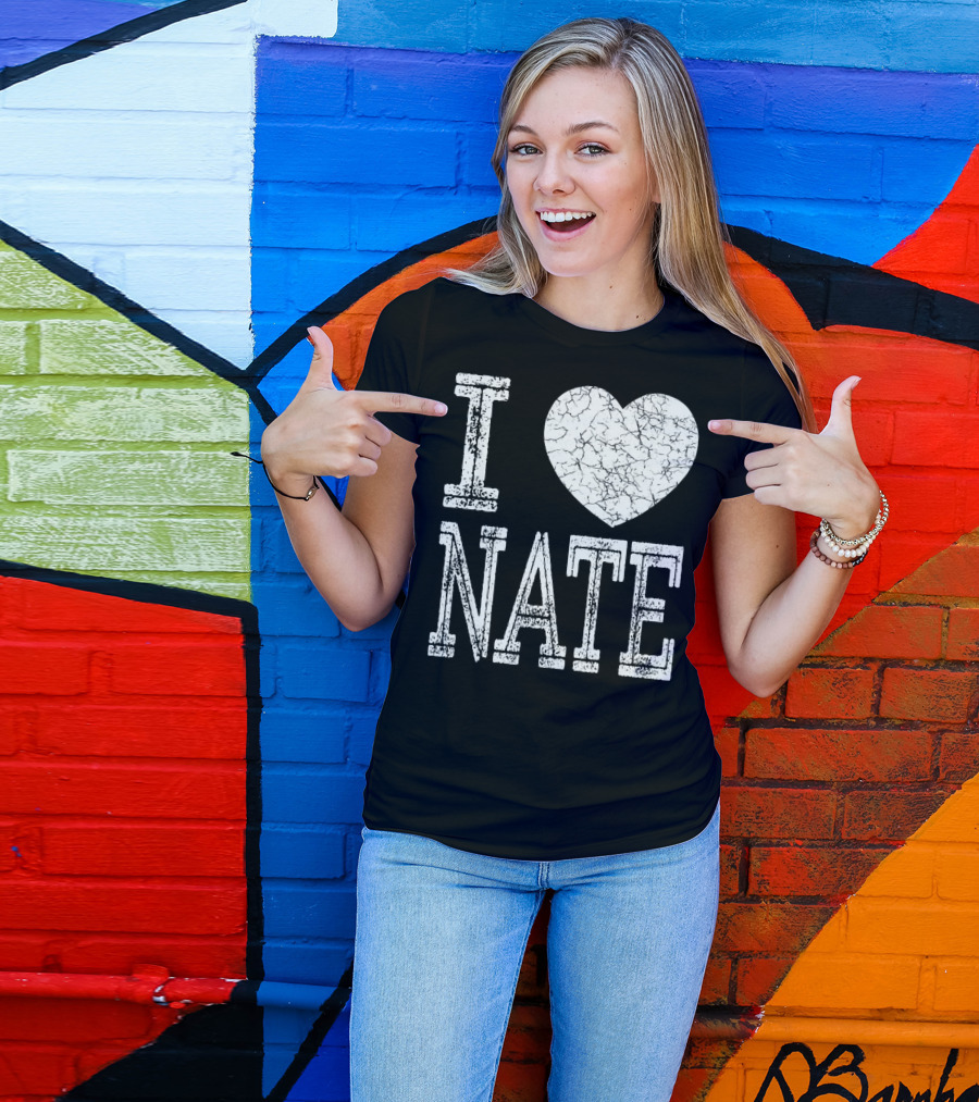 I Love Nate Valentine Boyfriend Son Husb Heart T-Shirt