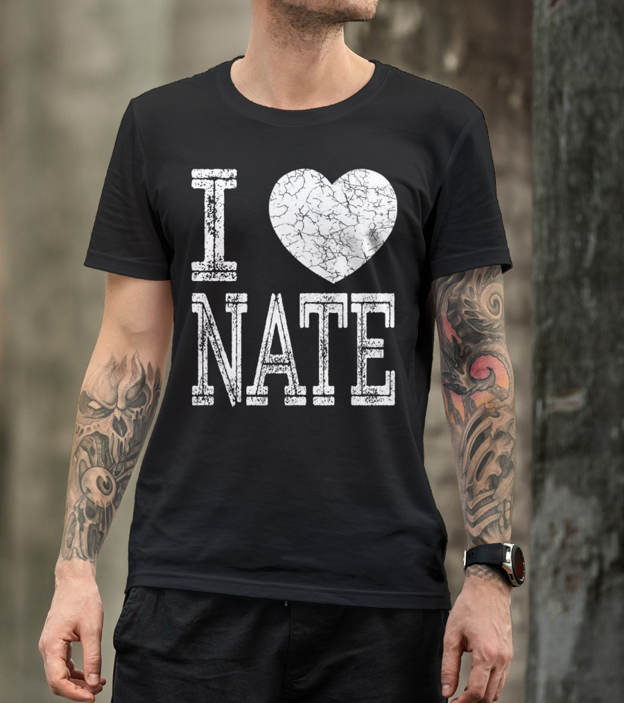 I Love Nate Valentine Boyfriend Son Husb Heart T-Shirt