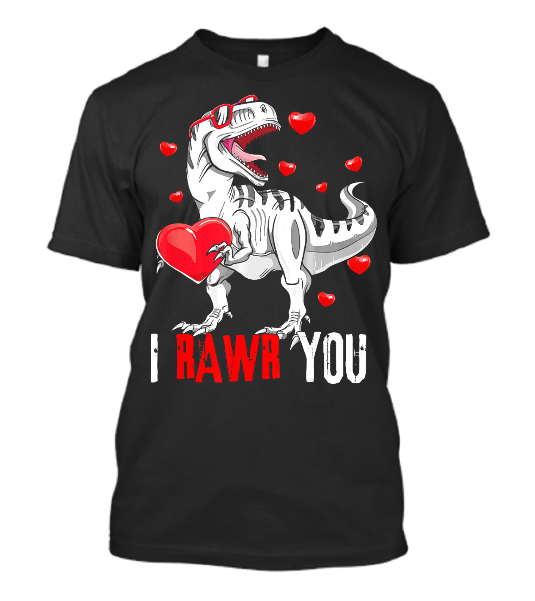 I Rawr You Dinosaur Valentines Day Hearts Sunglasses T-Shirt