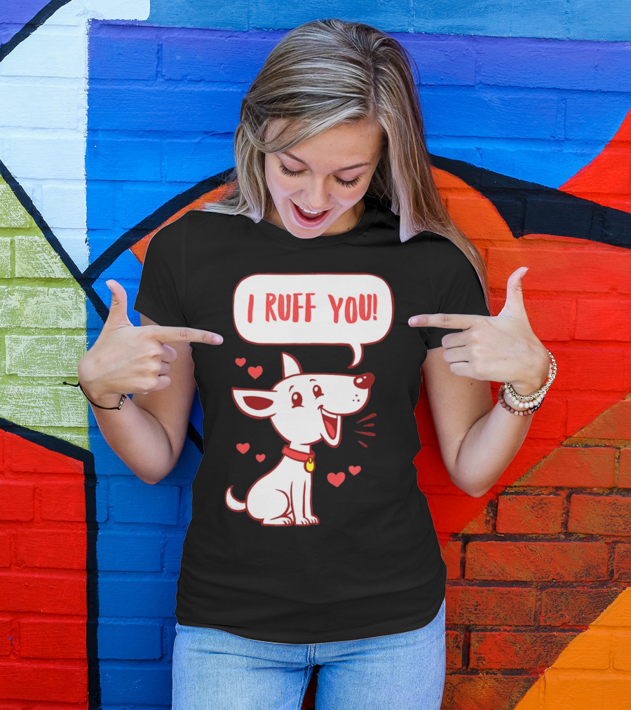 I Ruff You Cute Dog Valentines Hearts Speech Bubble T-Shirt