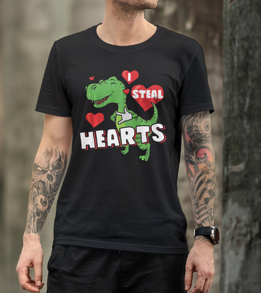 I Steal Hearts Dinosaur Valentine's Day T-Shirt