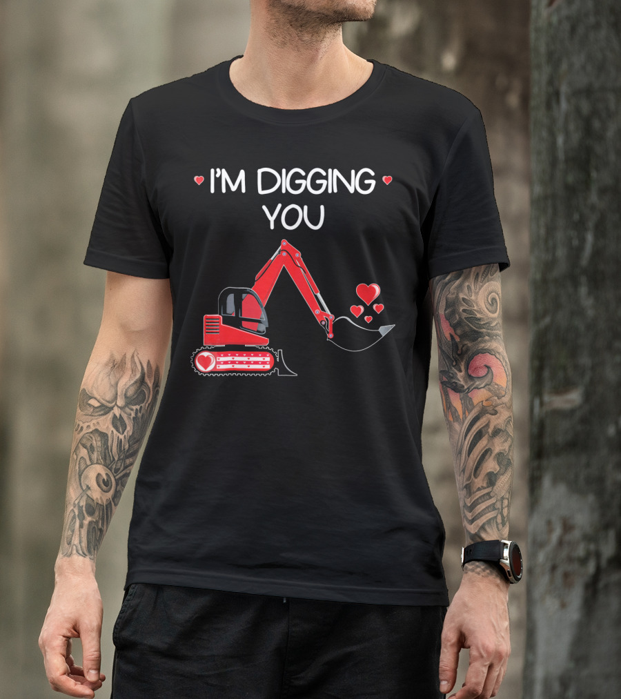 I'm Digging You Valentine Kids Tractor With Hearts T-Shirt