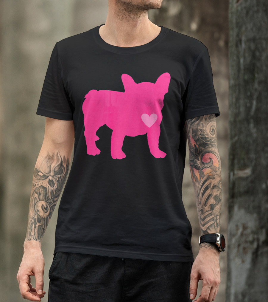 Ition Frenchie Pink Heart Valentine T-Shirt