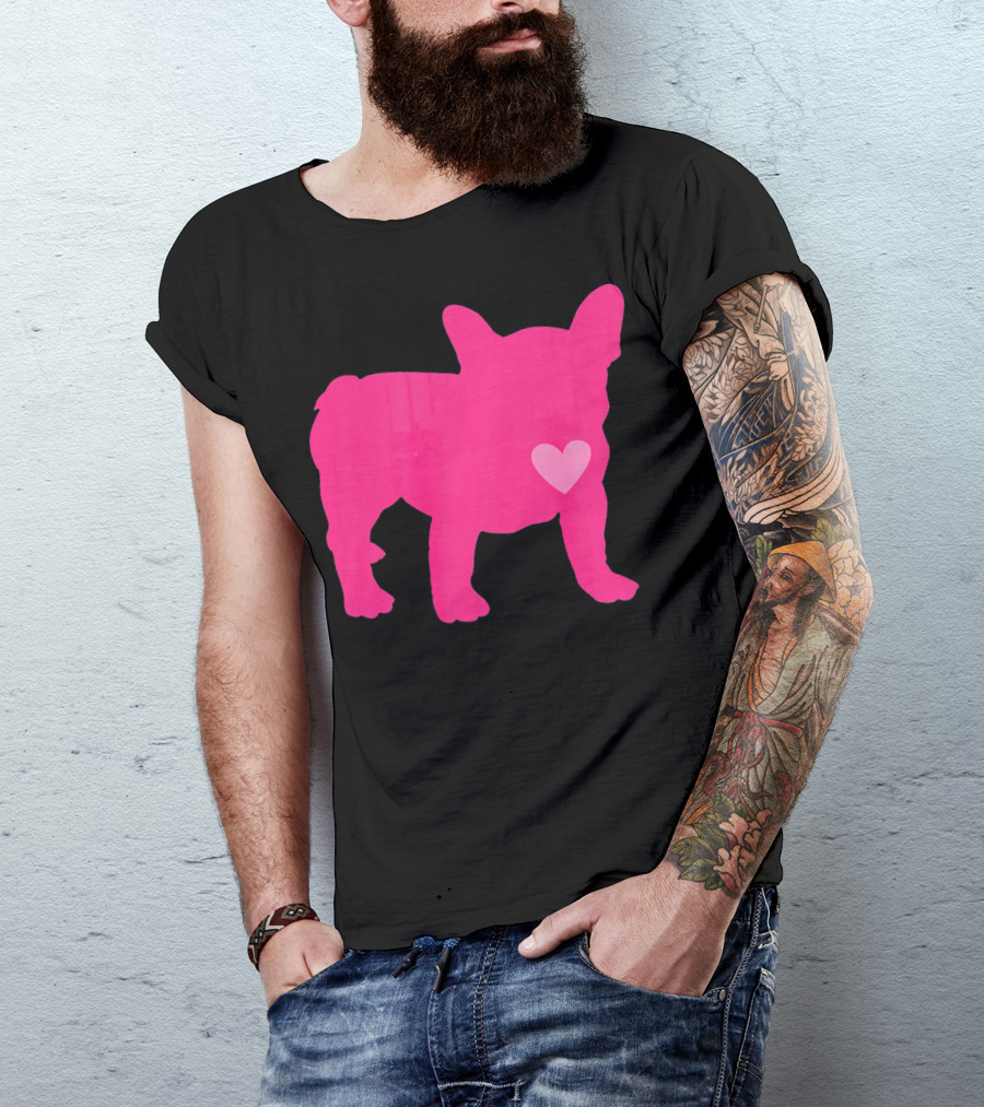 Ition Frenchie Pink Heart Valentine T-Shirt