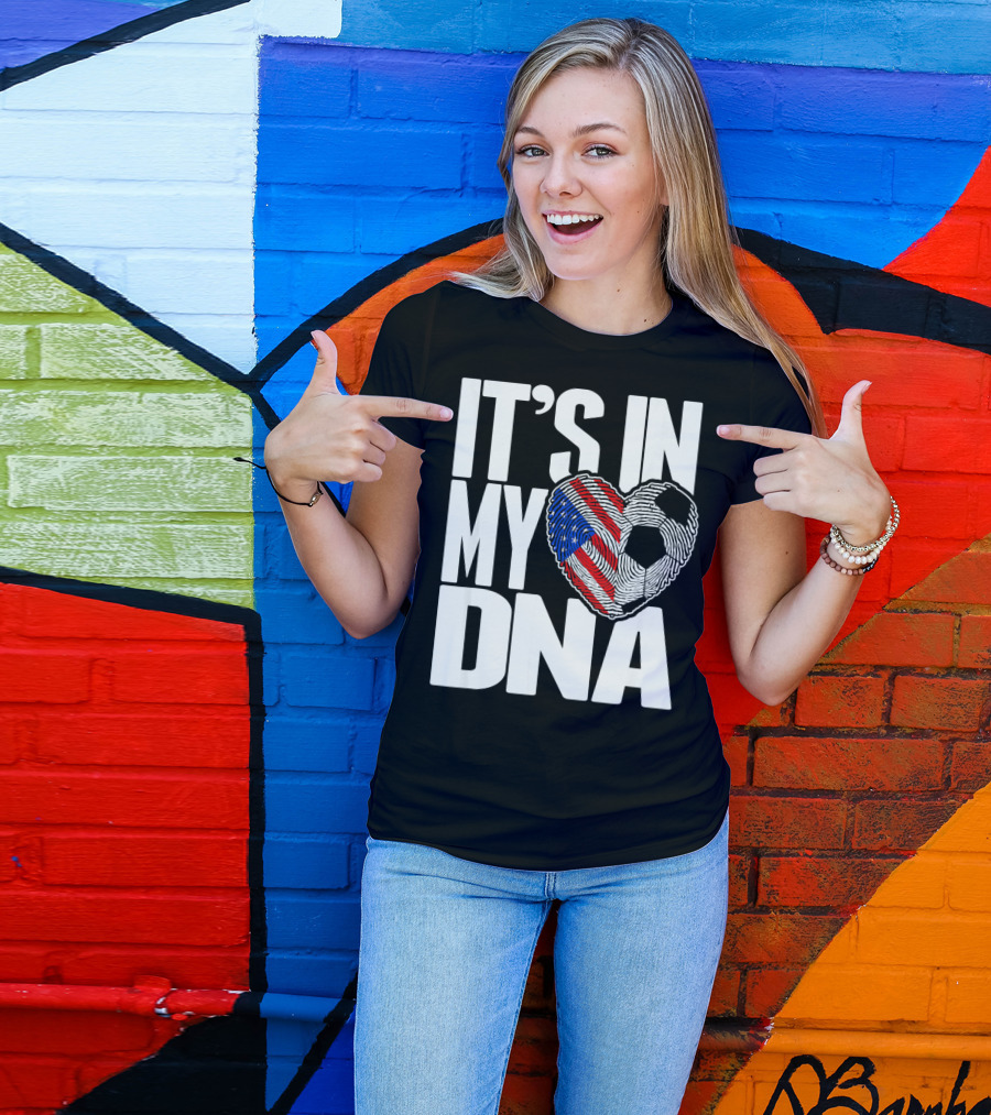 It's In My DNA Fingerprints Soccer Heart Flag T-Shirt