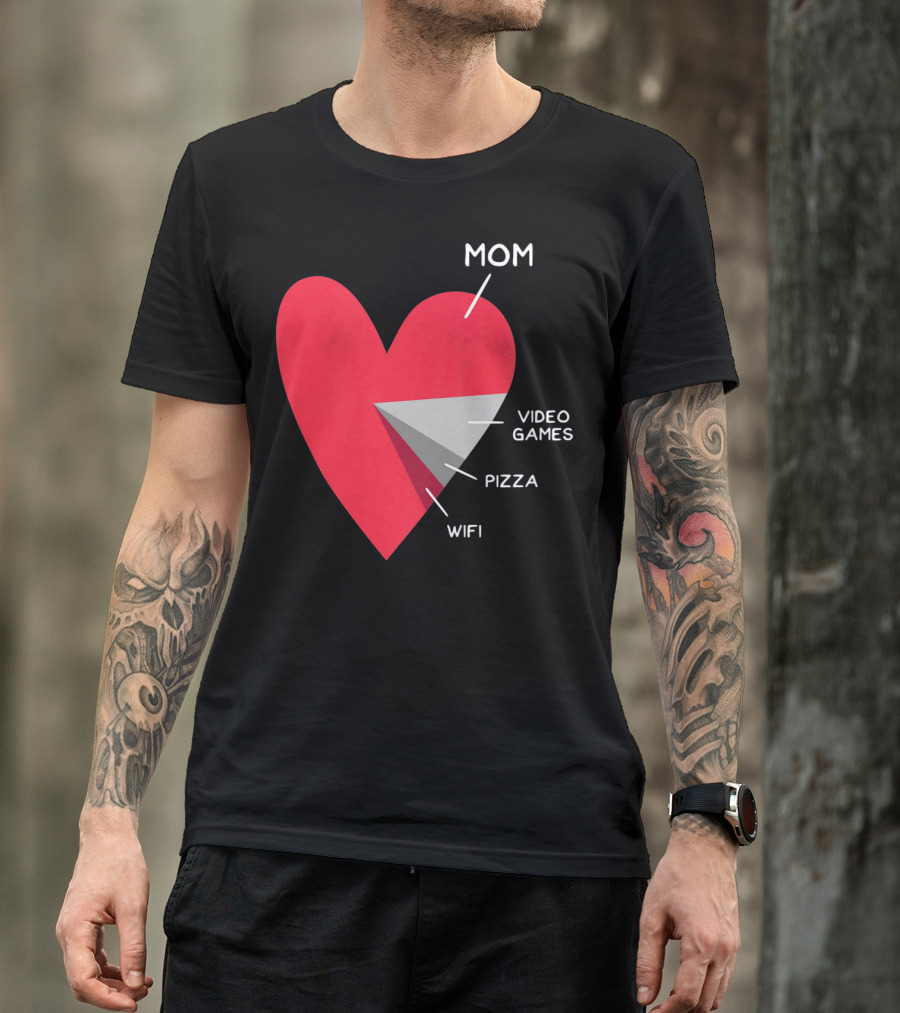 Mom Heart Video Games Pizza Wifi Pie Chart T-Shirt