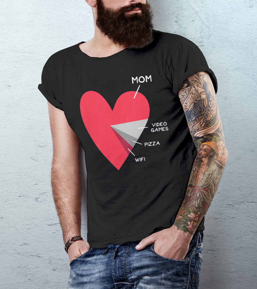 Mom Heart Video Games Pizza Wifi Pie Chart T-Shirt