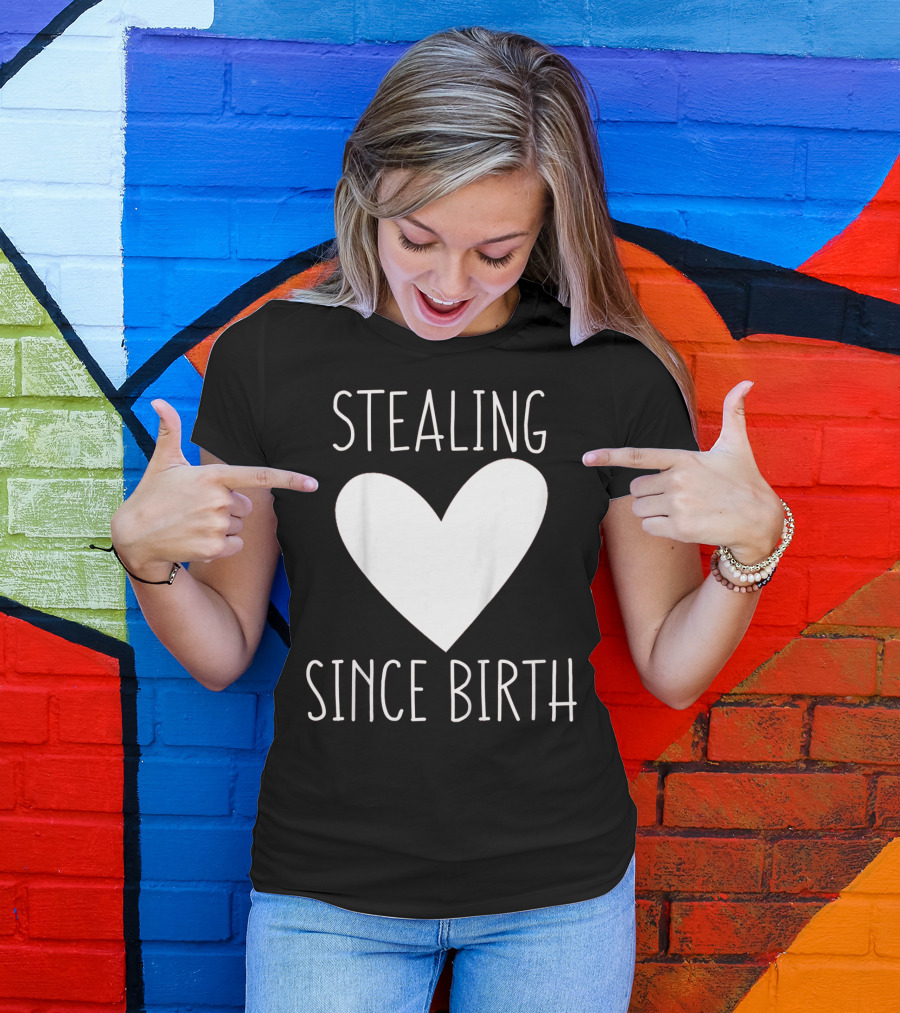 Stealing Hearts Since Birth Kids Funny Valentines Day T-Shirt