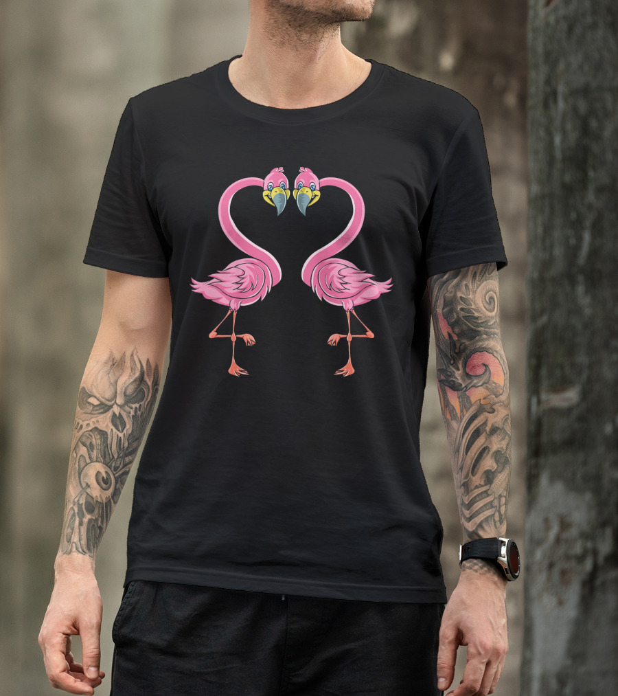 Kids Valentines Day Flamingo Heart T-Shirt