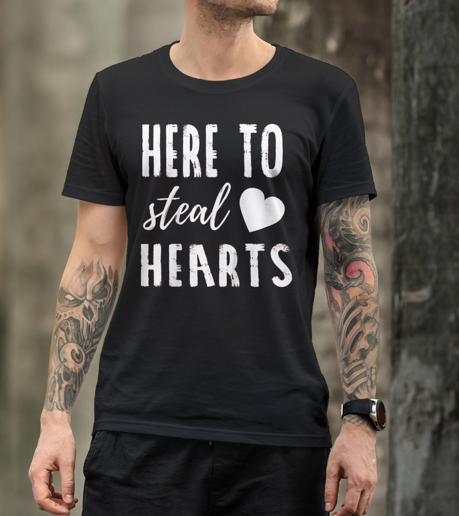Here To Steal Hearts Kids Valentines Day T-Shirt