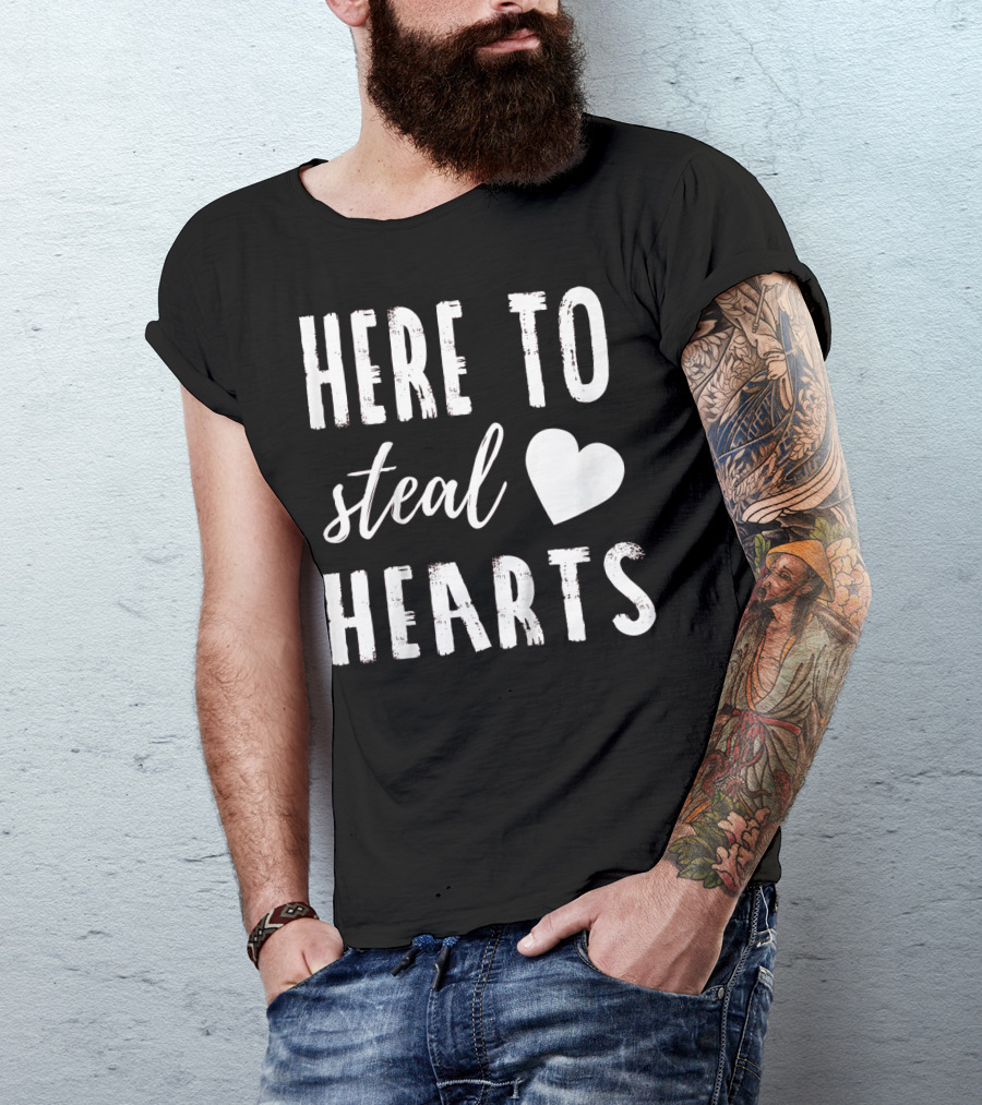 Here To Steal Hearts Kids Valentines Day T-Shirt