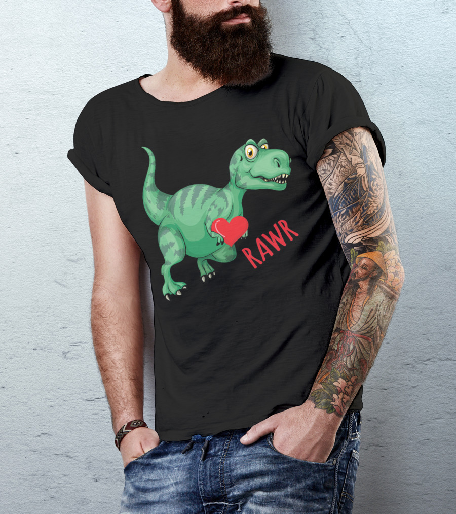 Kids Valentines Day Toddler Dinosaur Holding Heart Rawr T-Shirt