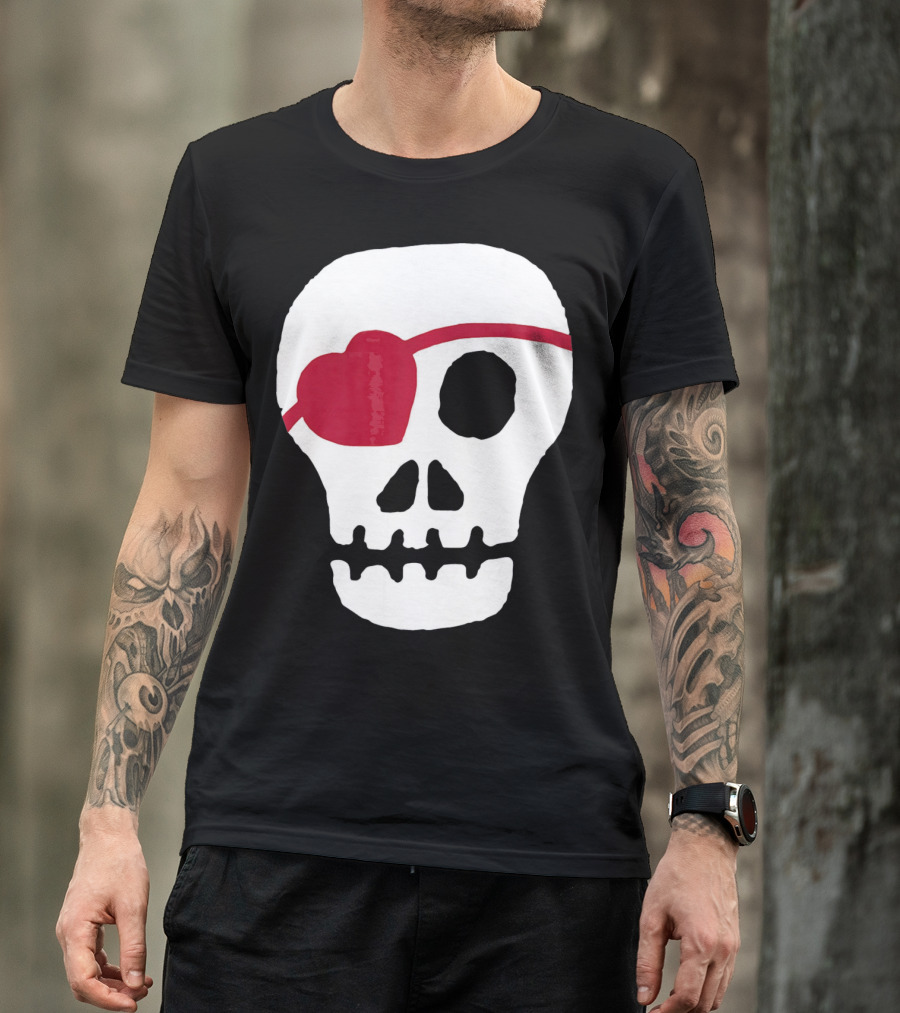 Kids Valentines Day Skull With Heart Eyepatch T-Shirt