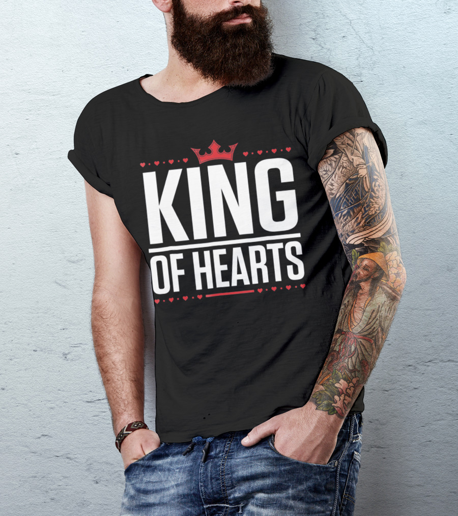 King Of Hearts Valentine's Day Crown And Hearts T-Shirt