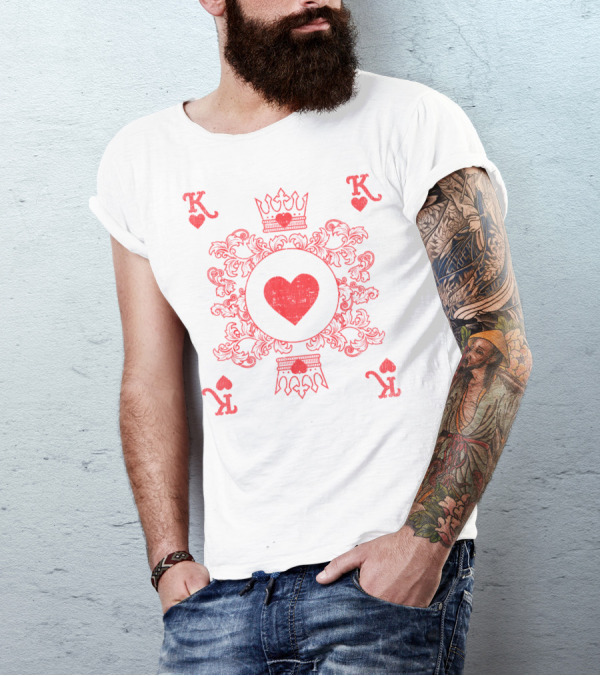 King Of Hearts Vintage Valentine Playing Card T-Shirt
