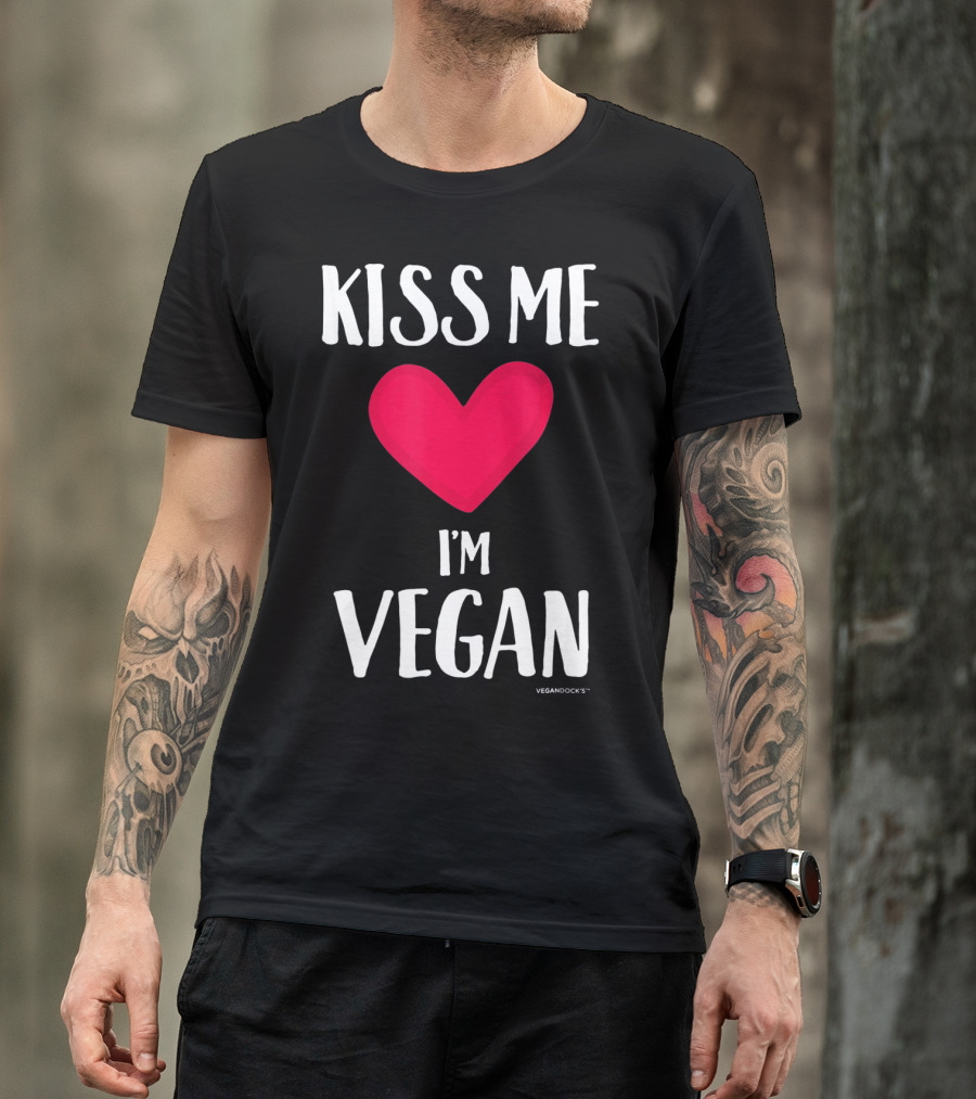 Kiss Me I'm Vegan Heart Valentine's Day Vegandocks T-Shirt