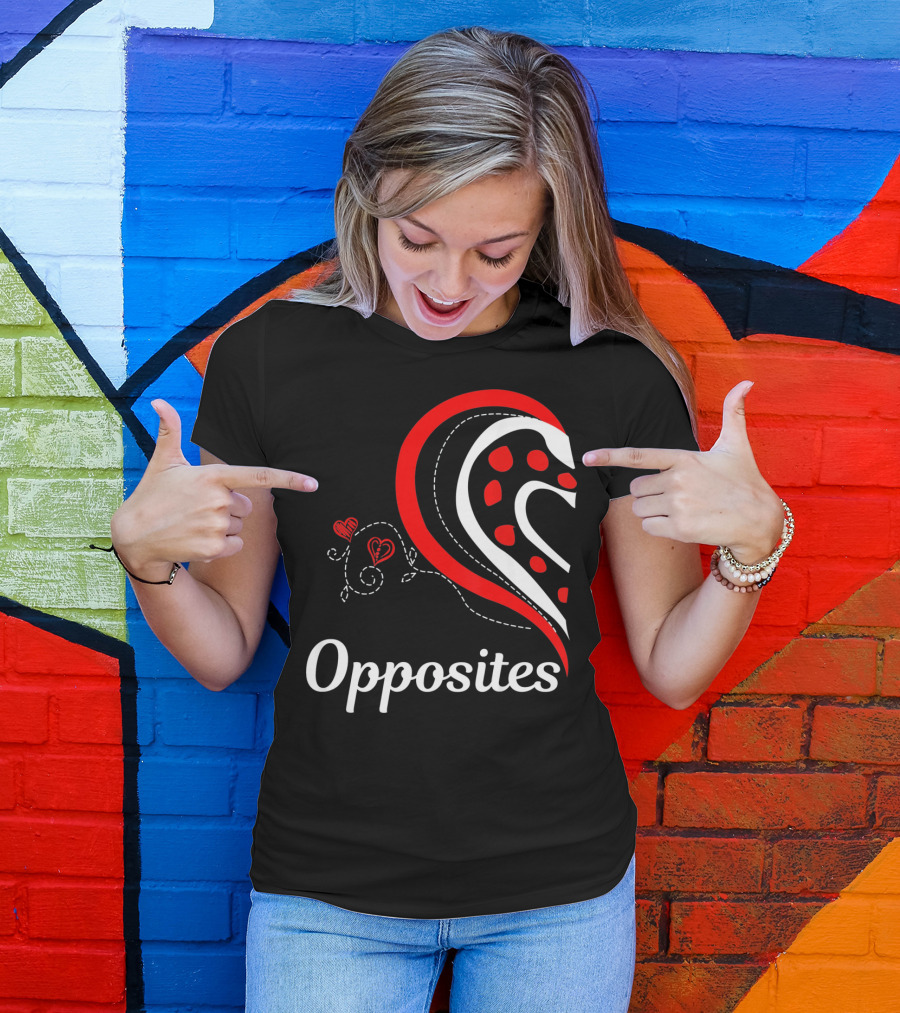 Opposites Attract Matching Couples Heart T-Shirt