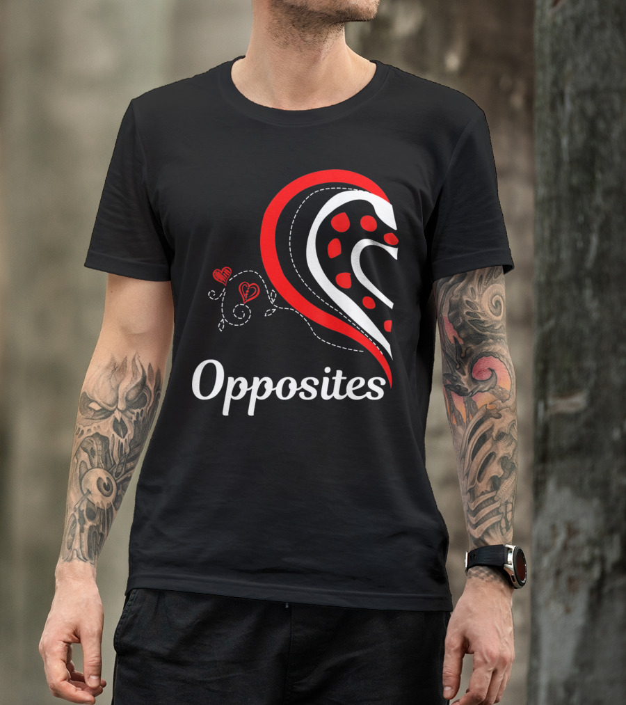 Opposites Attract Matching Couples Heart T-Shirt