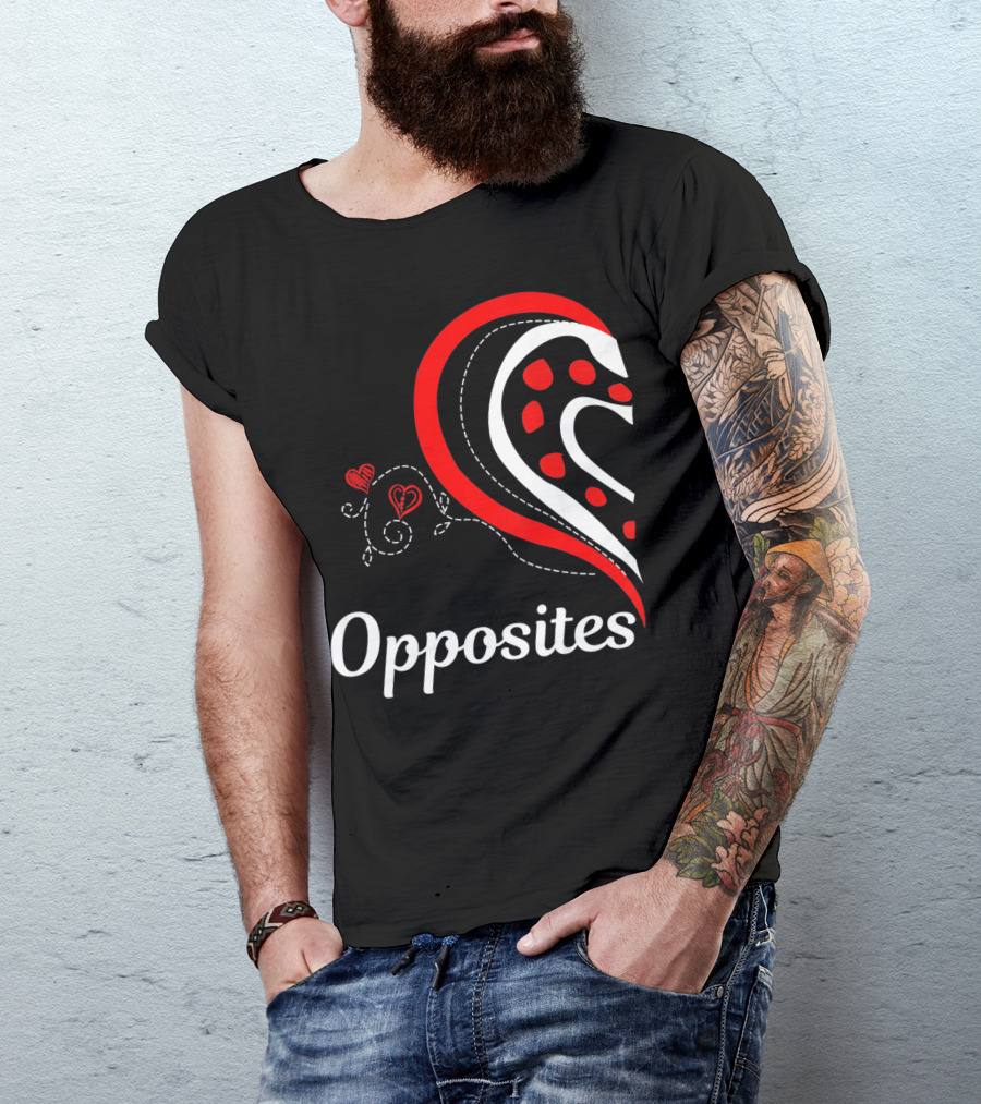 Opposites Attract Matching Couples Heart T-Shirt