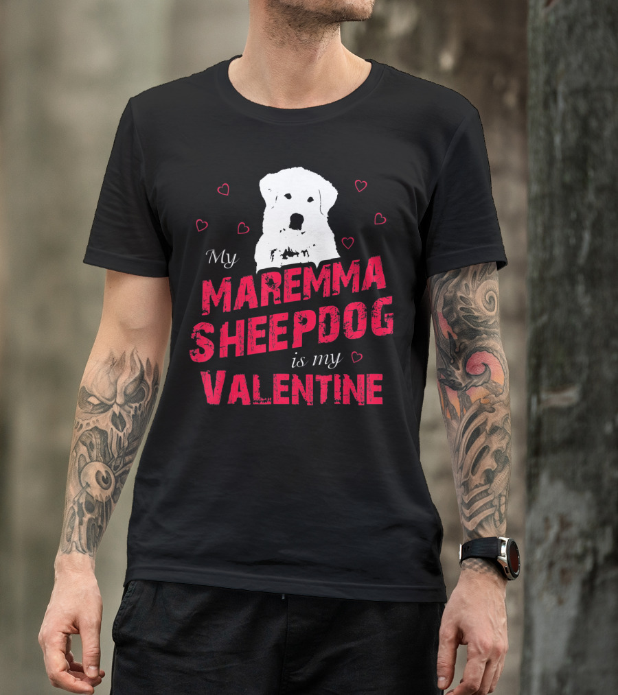 Maremma Sheepdog Valentine Love With Heart Accents T-Shirt