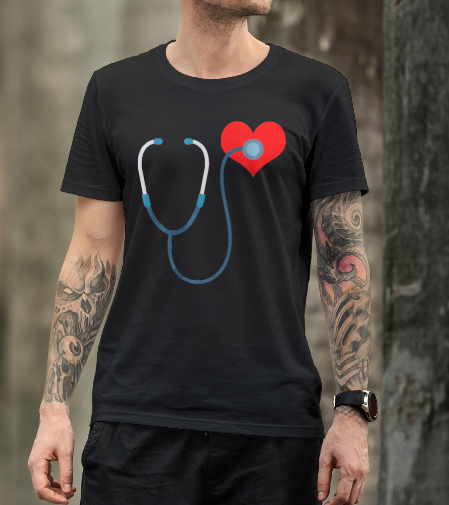 Nurse Valentine's Day Heart Stethoscope T-Shirt