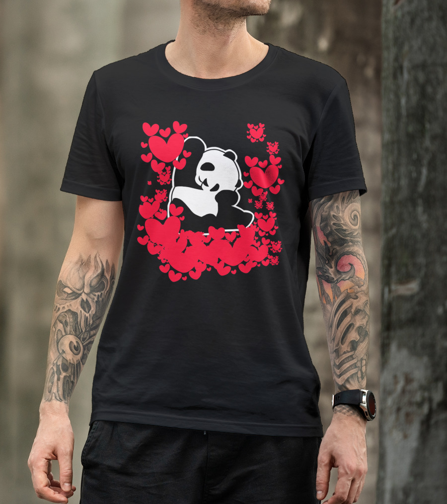 Panda Love Valentines Day Cute Heart Panda Valentines Day T-Shirt