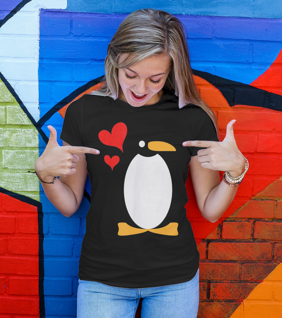 Penguin With Red Hearts T-Shirt