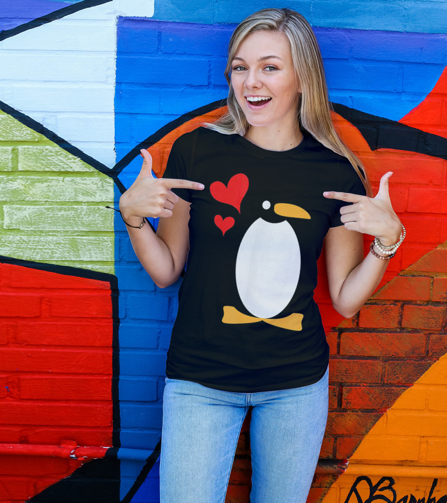 Penguin With Red Hearts T-Shirt