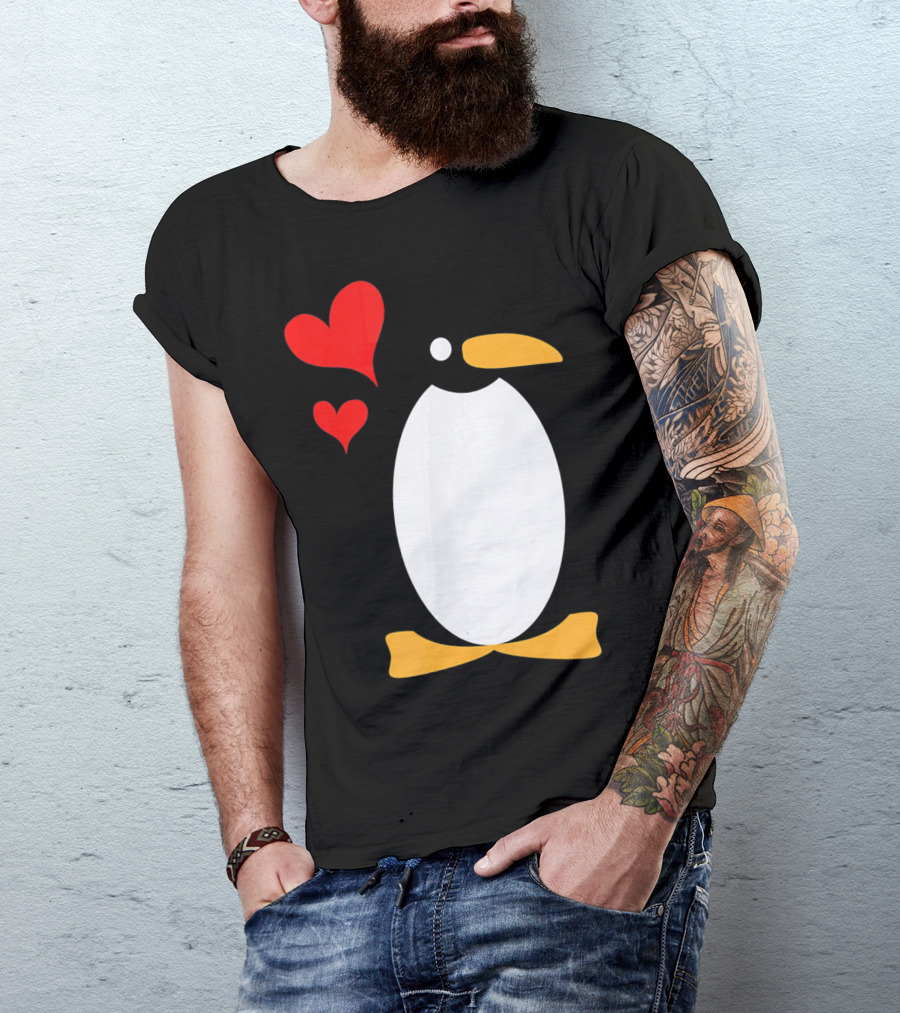 Penguin With Red Hearts T-Shirt