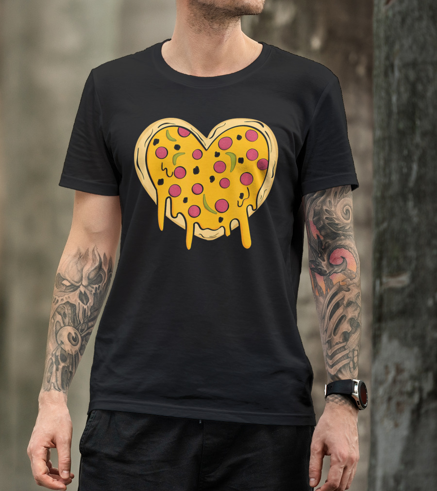 Pepperoni Pizza Heart Valentine's Day T-Shirt