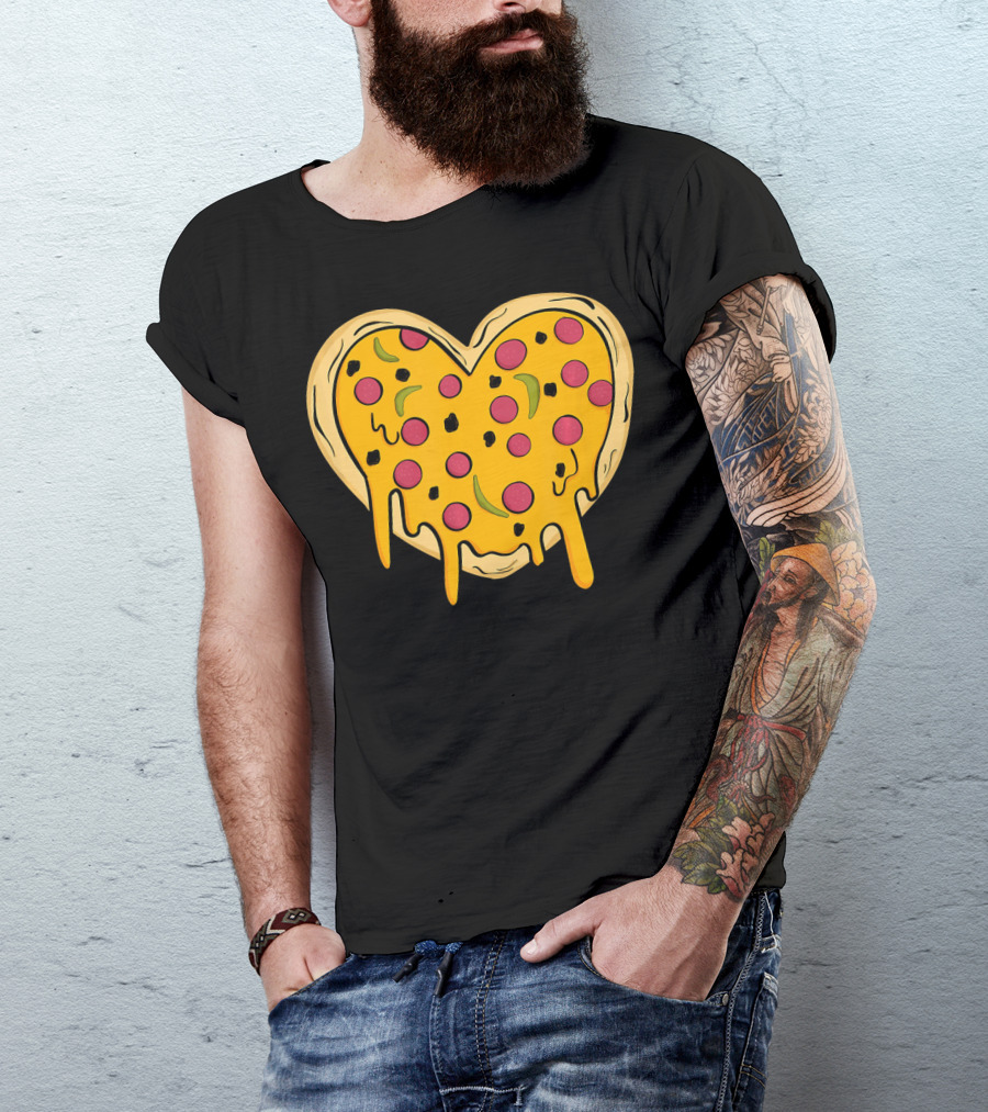 Pepperoni Pizza Heart Valentine's Day T-Shirt
