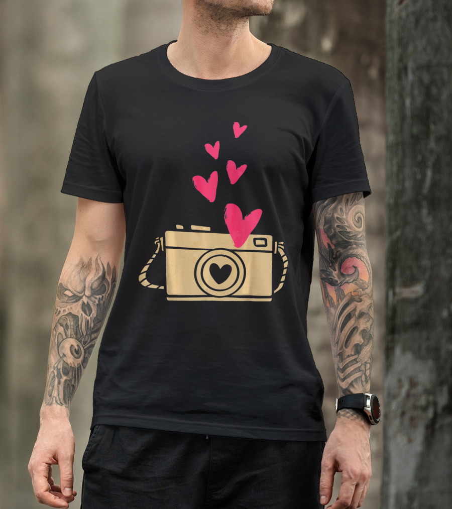 Love Camera Hearts Valentine's Day Photographers T-Shirt